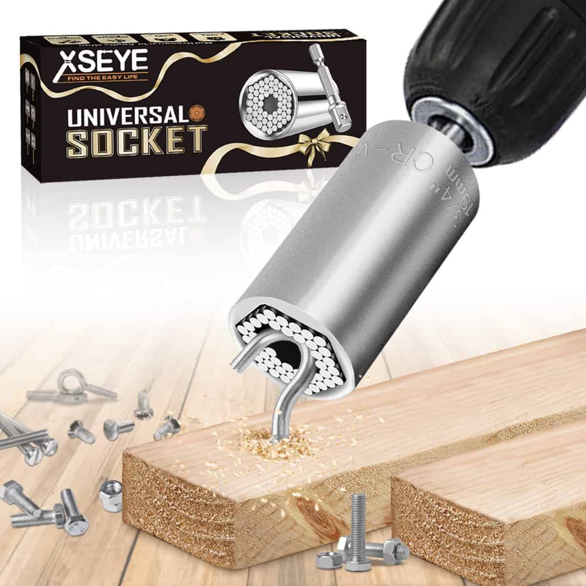 Christmas Gifts, Stocking Stuffers for Men, Universal Socket with Power Drill Adapter, Birthday Gifts for Boyfriend Husband, Woodworking Tools for Dad