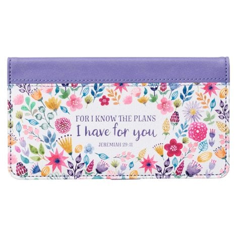 Purple Floral Checkbook Cover with Jeremiah 29:11 – Ideal for Women and Men in India