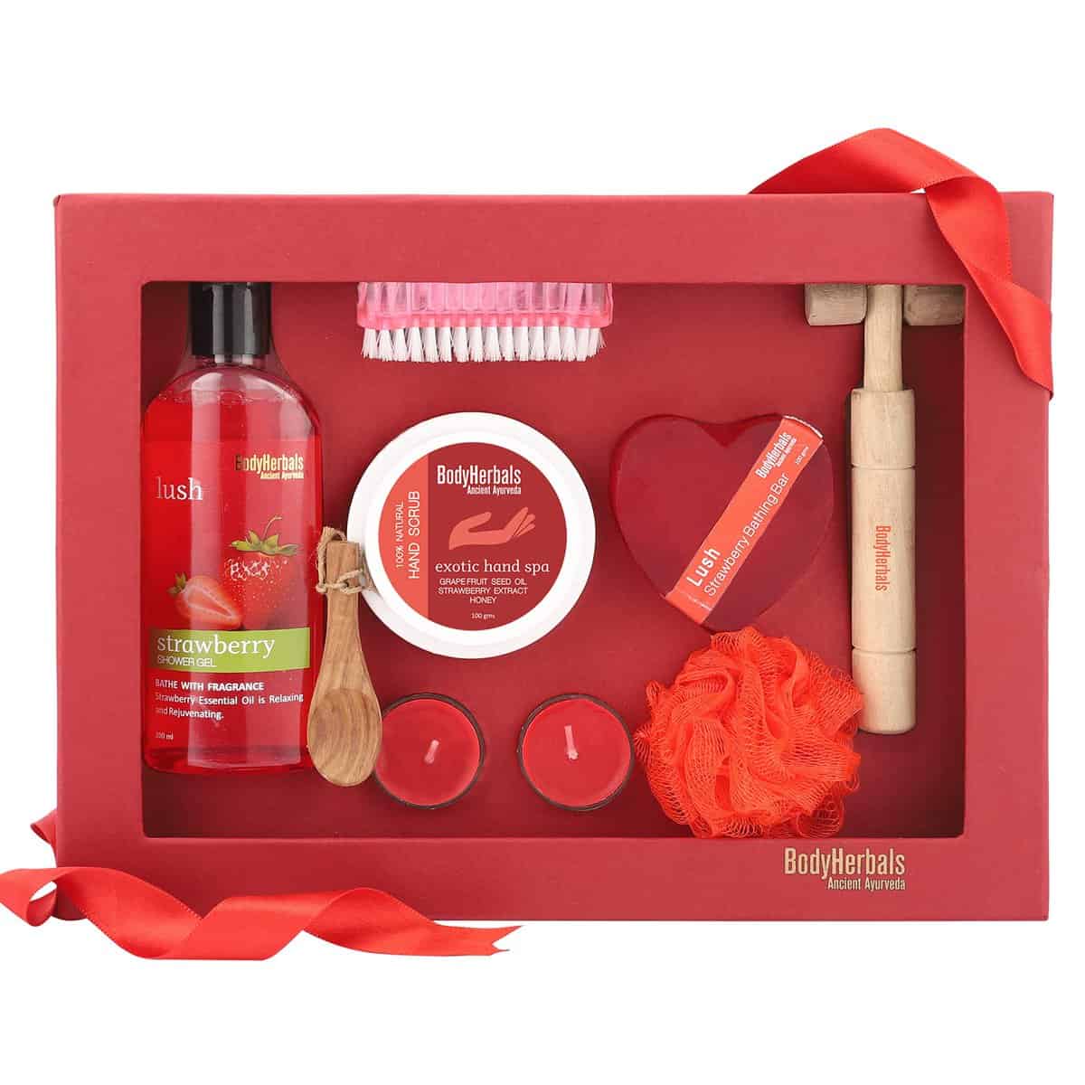 BodyHerbals Strawberry Essential Skincare Gift Set for Women & Men - For Women & Men - Bath & Body Care Hamper - Premium Packaging - Gift Box for All Occasions - Set of 6 Pcs - Gift for Birthdays, Christmas, and Special Celebrations