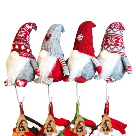 Decorative Christmas Stocking Holders for Mantle, Set of 4, in a Unique Gift Box. Perfect for Indian households.