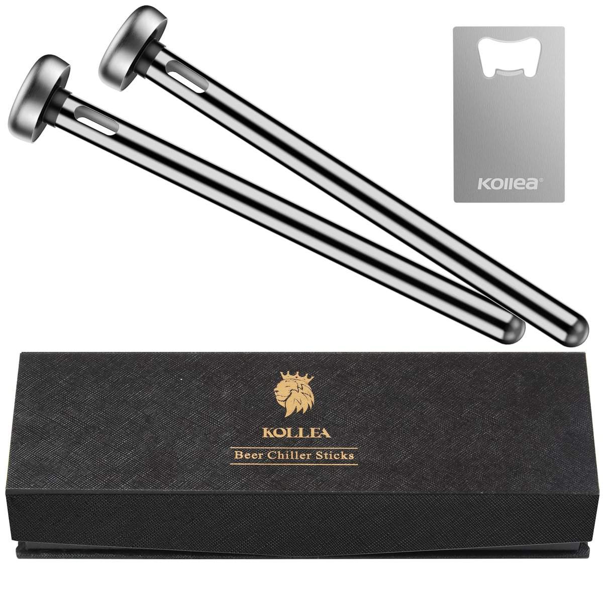 Kollea Stainless Steel Beer Chiller Stick Beverage Cooler Cooling Sticks, Man Birthday Gift, Beer Gift for Men, Pack of 2