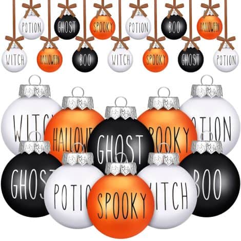 12 pieces of Karenhi Christmas Night Ball Ornaments, 2.4 inch, available in black, white, and orange for Indian homes.