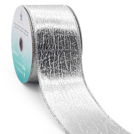 CT CRAFT LLC’s Silver Foil Wired Ribbon – Perfect for Craft Packing, Gift Wrapping, DIY Crafts, and Decorations.