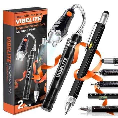 VIBELITE 2 Pack Magnetic Pickup Tool and 6 in 1 Multitool Pen with Stylus and Accessories, Perfect for Indian Men.