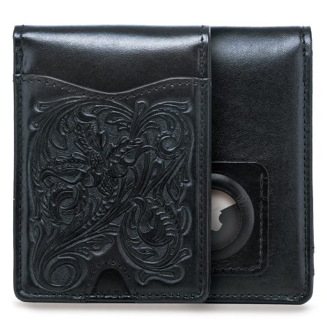 Pefiam Apple Airtag Wallet for Men is a stylish black leather RFID wallet with 11 card slots, perfect for gifting.