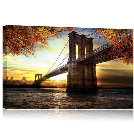 Maple Leaf Bridge Canvas Art – Perfect for Home Decor and Christmas Gifts, 18″x12″ in size.