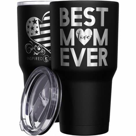 Best Mom Coffee Mug – Engraved Steel Travel Mug – Perfect Gift for Indian Moms – 30 oz (Black)