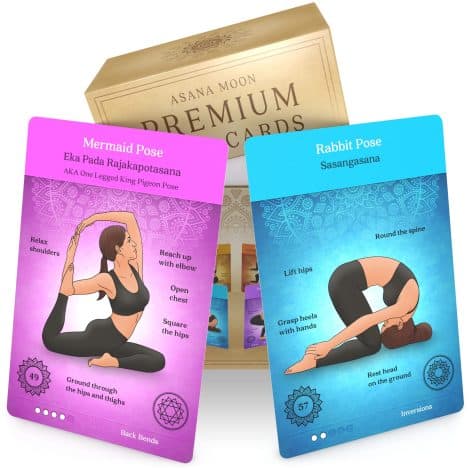 Asana Moon Yoga Cards: Explore 120+ yoga poses with cues and Sanskrit names – perfect for beginners and professionals. Ideal yoga gift!