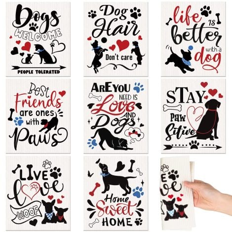 “Dog-themed Swedish Dishcloths, ideal for quick-drying, absorbent, and reusable cleaning in the Indian kitchen.”