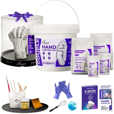 Forever Hand Casting Kit for Couples, Baby, Husband, Parents | Perfect Anniversary, Birthday Gift | Create Memorable 3D Impressions | Includes Molding Clay and Casting Powder