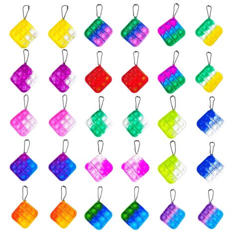 Aubrogo 30pcs Small Pop Fidget Keychain Toys – Fun Party Favors for Kids in India!