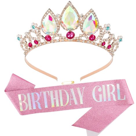 Celebrate your little princess’s special day with the Aprince Pink Birthday Girl Headband and Tiara. Perfect gift!