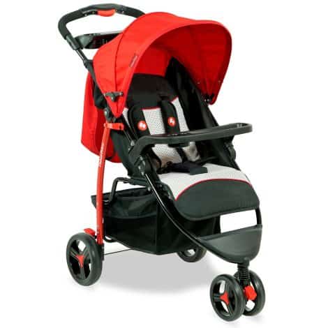 Fisher-Price Steel Stroller and Pram for Baby in Red, offering versatility and comfort.