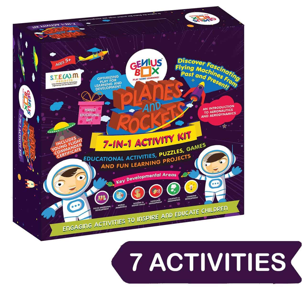 Genius Box Educational Toy for 5+ Year Age: Planes and Rockets DIY, Activity Kit, Learning Kit, Educational Kit, STEM Toy
