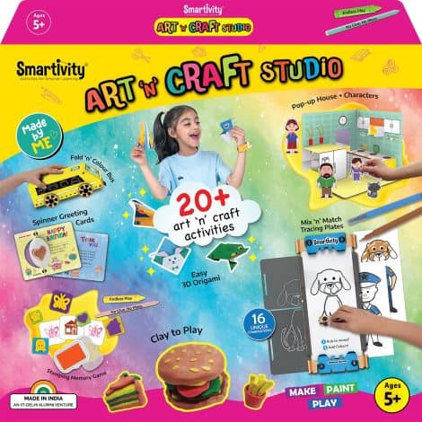 Smartivity’s 20 in 1 Art and Craft Kit: A perfect gift for 5-9 year olds, including clay, stamping, origami. Made in India.