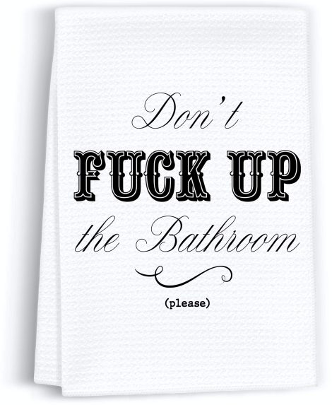 Joyful Phrases Hand Towel: Quirky Bathroom/Kitchen Towel with Rustic Charm, Perfect for Home Gifting, Farmhouse Décor!