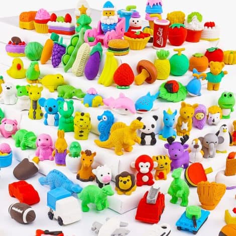 “Zkptops Animal Erasers: Perfect for Indian kids’ school supplies, game prizes, and Easter egg fillers (110 pieces).”