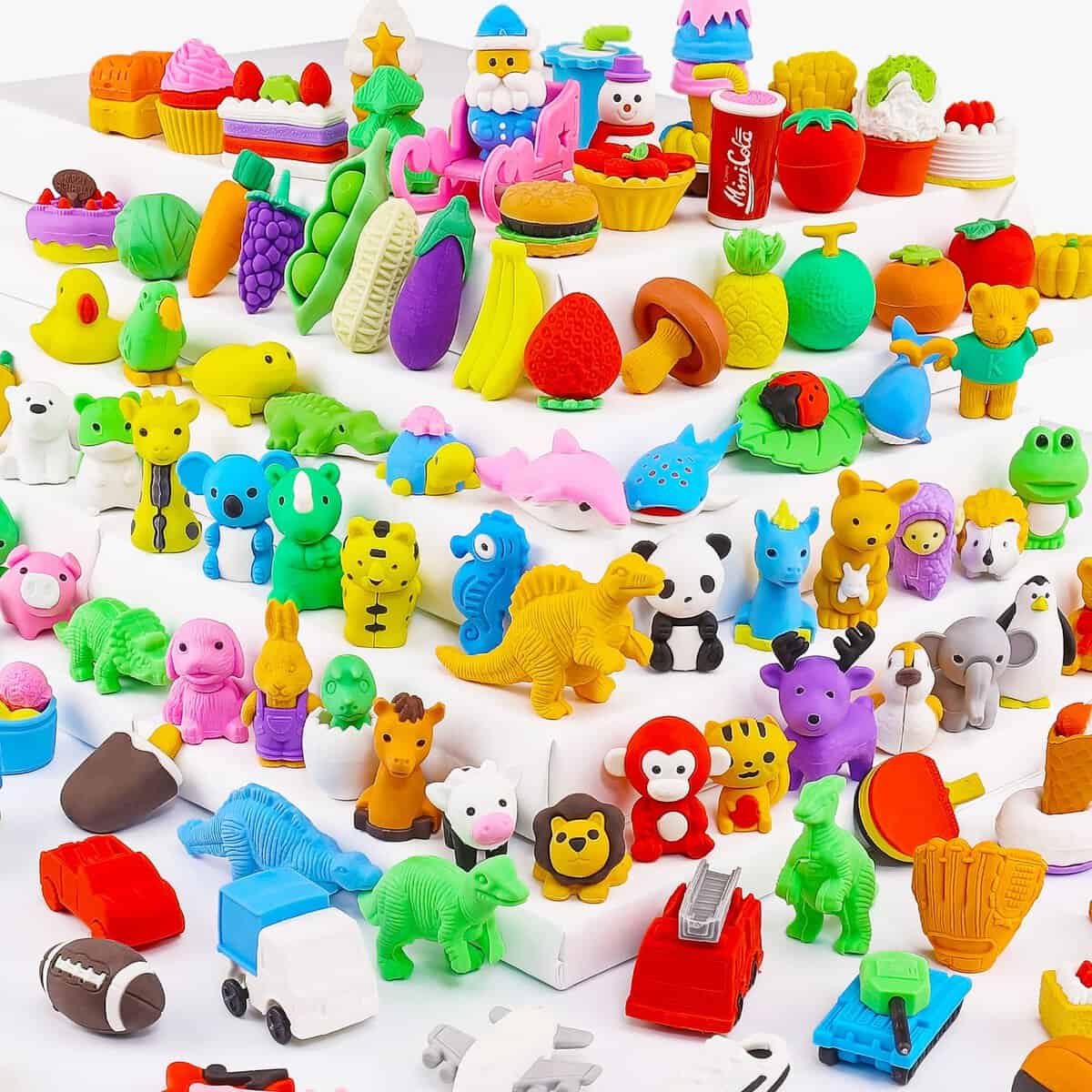 Zkptops 110pcs Animal Erasers Kids Animal Pencil Erasers Desk Pets Puzzle Erasers Bulk Mini Eraser Prize Toys Gift for Classroom Rewards, Treasure Box, Student Game Prizes, Easter Egg Fillers