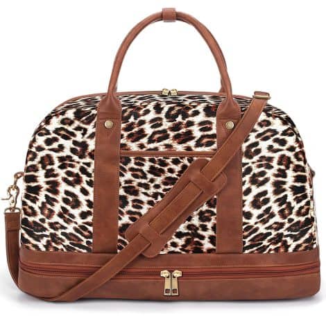 Stylish and Capacious Women’s Canvas Weekender Bag with Shoe Compartment, Ideal for Travel and Gifting.