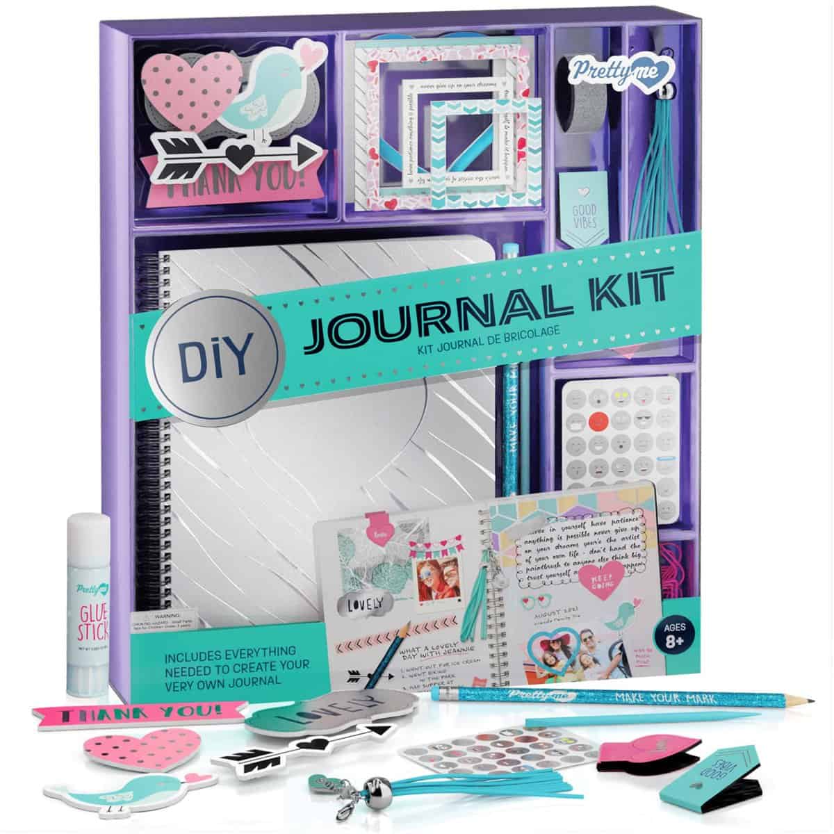 DIY Journal Kit for Girls - Great Gift for 8-14 Year Old Girl - Cool Birthday Gifts Ideas for Teen Age Girls - Fun, Cute Art & Crafts Stuff for Tween & Teenage Kids - Scrapbook & Diary Supplies Set