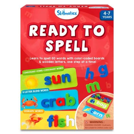 Skillmatics, an educational toy for kids aged 4-7, enhances vocabulary and spelling skills through stage-based learning. Perfect gift for boys and girls.