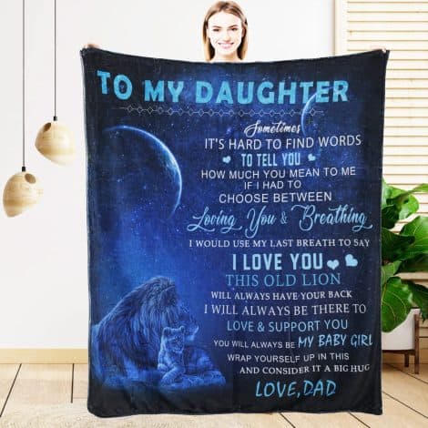 Special Lion Dad Blanket – Warm, Soft & Perfect Gift for Your Daughter’s Birthday, Christmas, or Thanksgiving. (60×50)