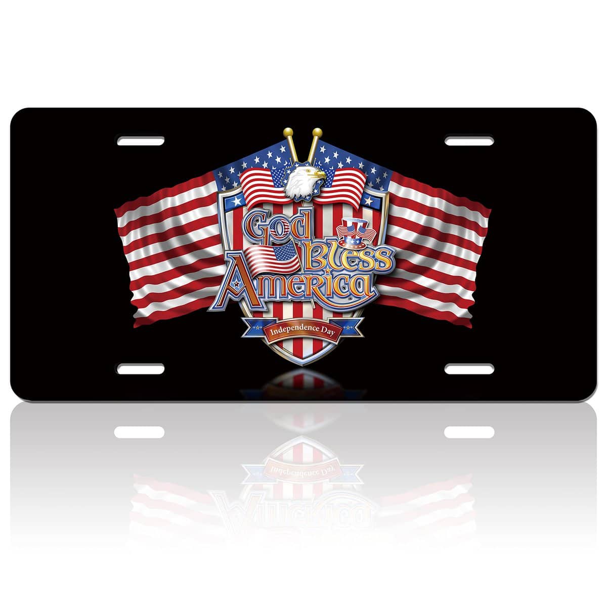 God Bless America License Plate Patriotic Christianity License Plate Cover Funny for Car Decoration Vanity Tag Stainless Steel License Plate Frame Fits Any Standard Us Holder 6.2x12.2 for Women Men