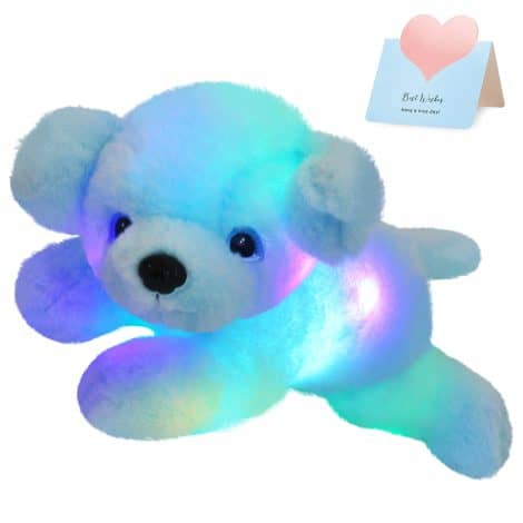 15” LED Light Blue Glow Puppy Dog Soft Pillow Plush – Ideal Bedtime Pal for Kids.