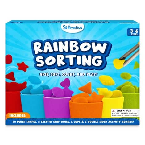 Learn and play with Skillmatics Rainbow Sorting Game, a fun educational toy for ages 3-6, perfect as a gift.