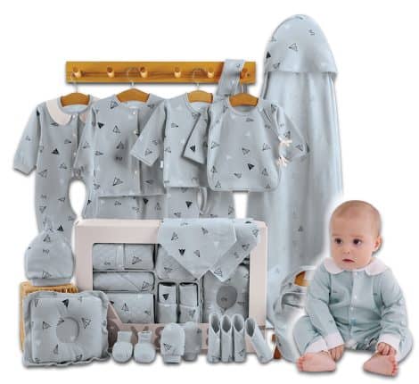 BABYHOP Baby Cotton Clothing Set for Infants, Ideal for Newborns (0 – 6 months, Blue). Perfect Gift Set!