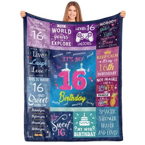 Paready Sweet 16 Throw Blanket – Perfect 16th Birthday Gift! Cozy Flannel for Couch, Bed, and Decorations. Best gift for Indian teenage girls!