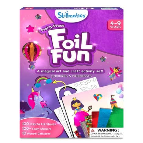 Skillmatics Art & Craft Activity – Foil Fun Unicorns & Princesses: Mess-free art kits for Indian kids, perfect creative gift for ages 4-9. Ideal for travel.