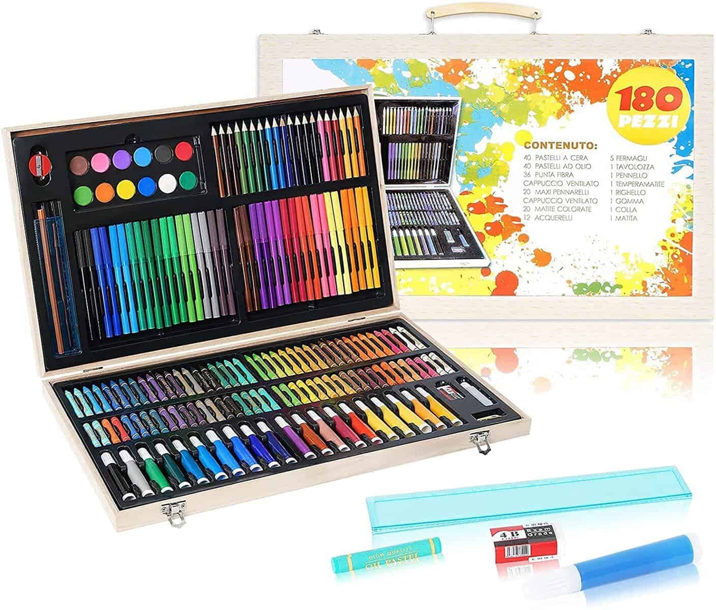 KARP Children Deluxe Art Drawing Set for Kids Case Studio Art and Craft Supplies Drawing and Painting Set Great Gift (180 Pcs Art Set)