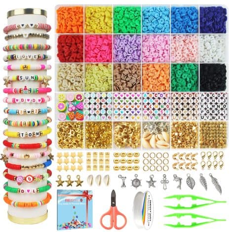 Redtwo 5100 Clay Beads Bracelet Kit – Perfect for creating trendy friendship jewelry, including polymer charms; ideal for Indian girls aged 8-12.