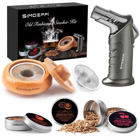 Torch-infused Cocktails Smoker Kit with 4 Wood Smoker Chips for Bourbon Whiskey, Vodka, Gin, Tequila, and Rum Lovers in India. Perfect Father’s Day gift! No Butane needed.