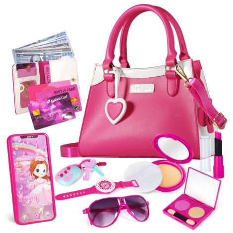 Shemira Princess Pretend Play Purse, a fun toy with accessories for Indian girls aged 3-8. Perfect gift!