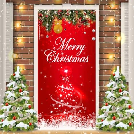 Festive Christmas Door Cover in Red for Indian consumers to enhance holiday decorations and photography.