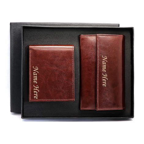 CrownLit Personalized Wallet Combo with Name – Perfect Customized Couple’s Gift for Men and Women.