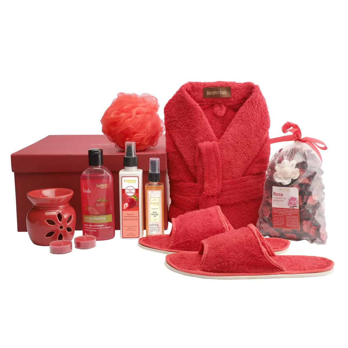 BodyHerbals Weekend Escape Skincare Gift Set for Women and Men - Bath and Body Care Hamper with Signature Rose & Strawberry Range - Travel Essentials - Unisex Gift Box for All Occassions - Premium Packaging -Set of 9 pcs - Gift for Birthdays, Christmas, and Special Celebrations