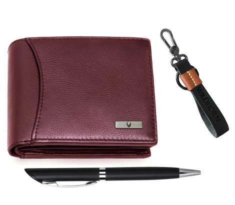 WildHorn Gift Hamper for Men – Leather Wallet, Keychain & Pen Combo – Perfect gift for anyone!