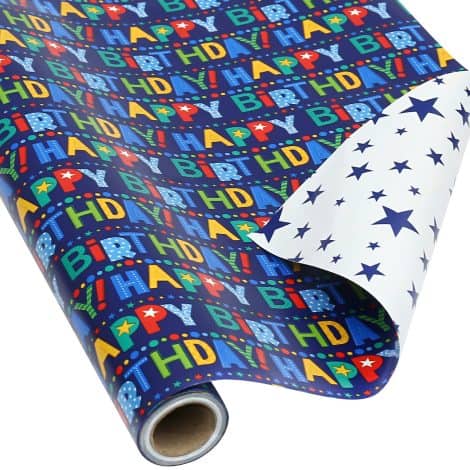 AUCLAY Reversible Birthday Wrap for all – vibrant design, perfect for kids, adults, baby showers, and holidays.