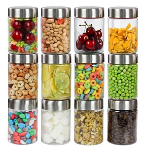 Introducing PEARLPET Plus Range: Airtight Steel Cap Jar Set of 12 Food Storage Containers for Kitchen. Stackable, BPA-free!