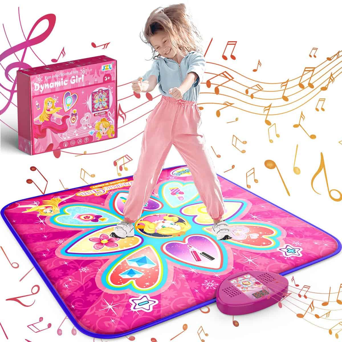 Kmuxilal Dance Mat Toys Birthday Gifts for 3 4 5 6 7 8-12 Year Old Girls, Princess Theme Music Dance Pad with 7 Game Modes, Adjustable Volume, LED Light