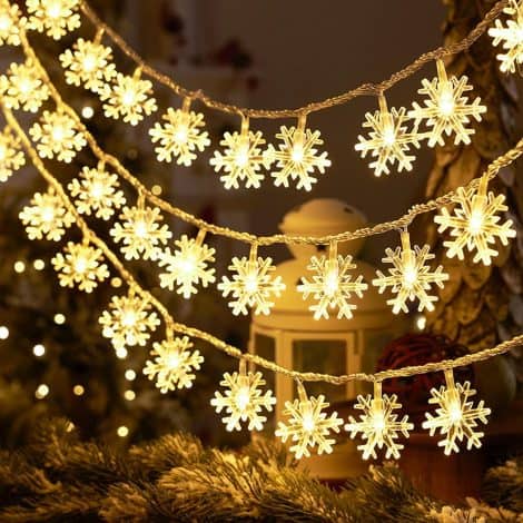 PESCA Snow Flake String Lights: Perfect for Diwali, Christmas, and Navratri. Enhance your home with warm white ambiance.