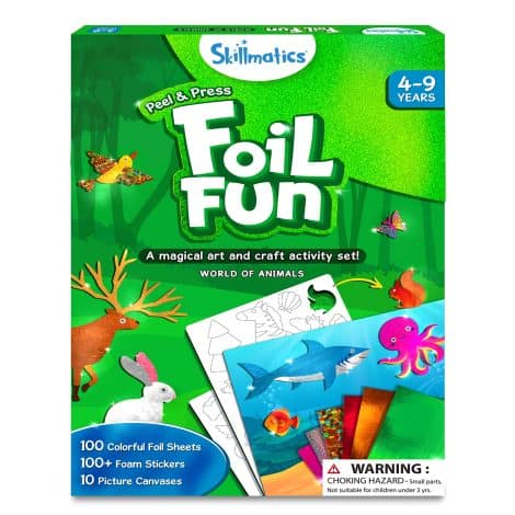 Skillmatics Art & Craft Activity – Foil Fun Animals, No Mess Art for Kids, Craft Kits & Supplies, DIY Creative Activity, Gifts for Boys & Girls Ages 4, 5, 6, 7, 8, 9, Travel Toys:
“Get ready for artistic fun with Skillmatics’ Foil Fun Animals – a mess-free art kit for kids. Perfect as a travel toy!”