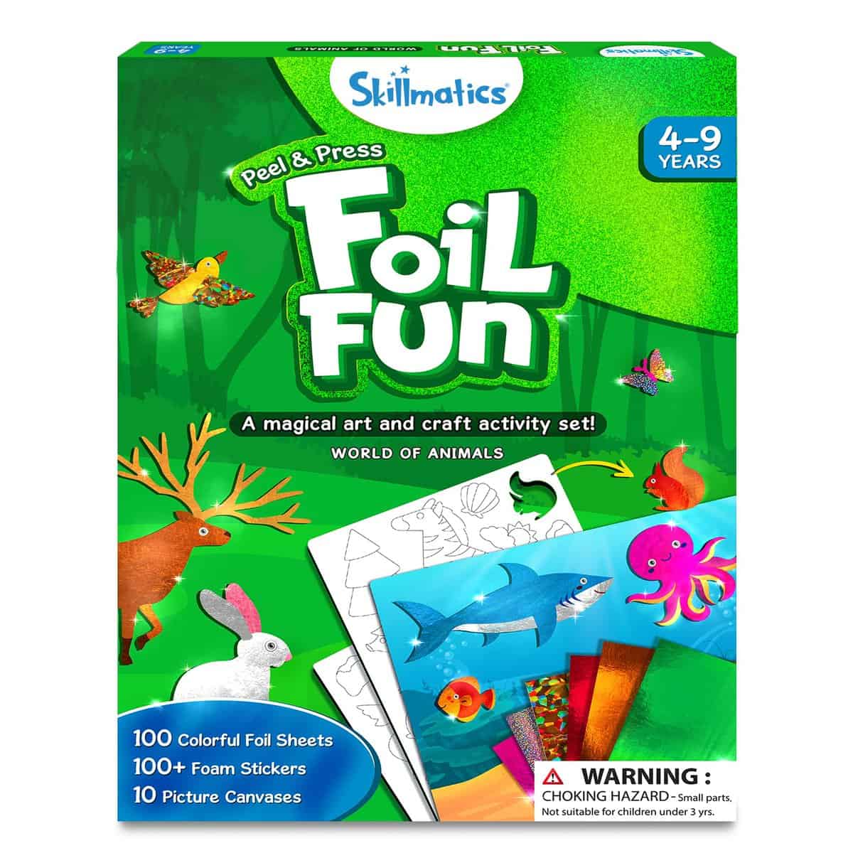 Skillmatics Art & Craft Activity - Foil Fun Animals, No Mess Art for Kids, Craft Kits & Supplies, DIY Creative Activity, Gifts for Boys & Girls Ages 4, 5, 6, 7, 8, 9, Travel Toys