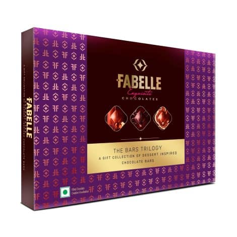 Fabelle Diwali Chocolate Gift: Assorted luxury bars, 3 different flavors, premium packaging. Perfect Diwali gift for family!