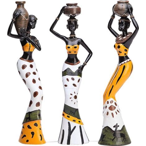 Xtore Exquisite Handcrafted African Tribal Women Art Piece Set, Perfect Home Decoration (Pack of 3, Multicolour)