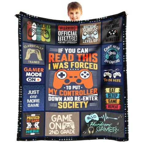 AIYUBOFUN Birthday Gifts for Teen Boys – Exciting teenage birthday gift ideas from the Gamer Gifts collection – 60 x 50 throw blanket.