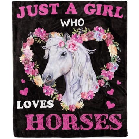 Soft flannel blanket for teenage girls who adore horses – the perfect gift for horse lovers! (15 words)